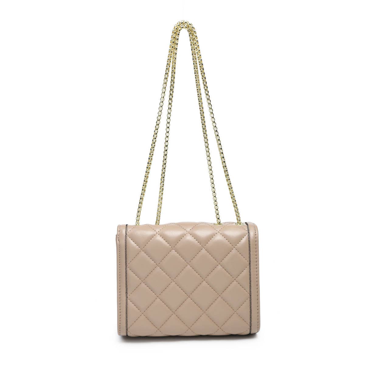 Crossbody bag with quilted pattern and beaded badge: Blue