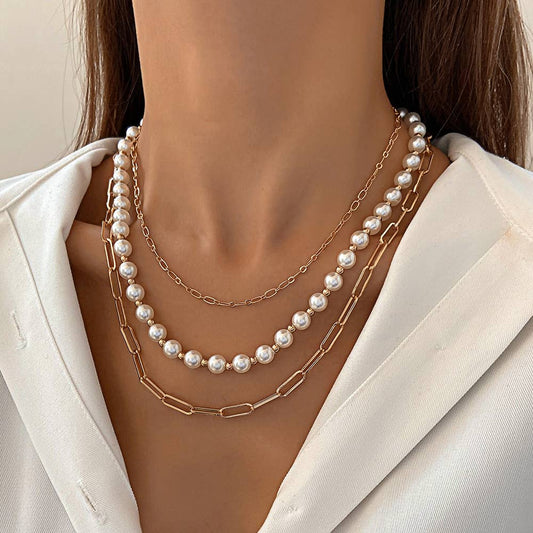 Gemscape UK - Pearl layered chain style necklace - Gold