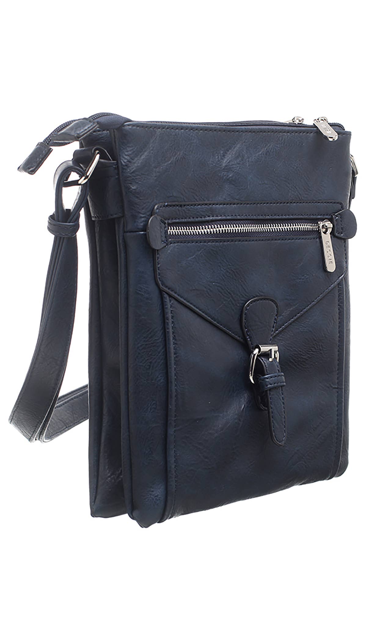 Bessie London - 3 Pocket Messenger Bag: PURPLE