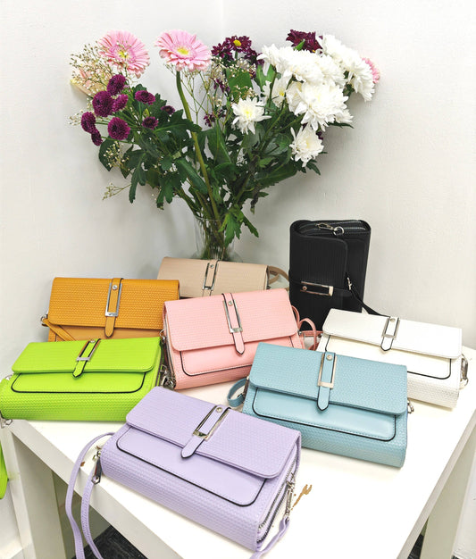 Superbia - Silver-toned Classic Flap Over 2 Zipper Mobile Bag Essential: Pink