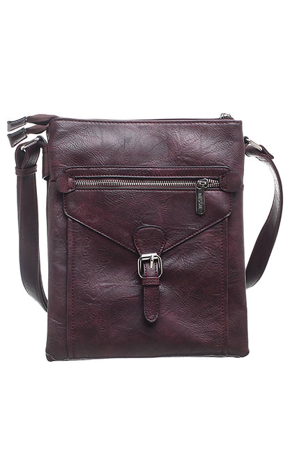 Bessie London - 3 Pocket Messenger Bag: TAN