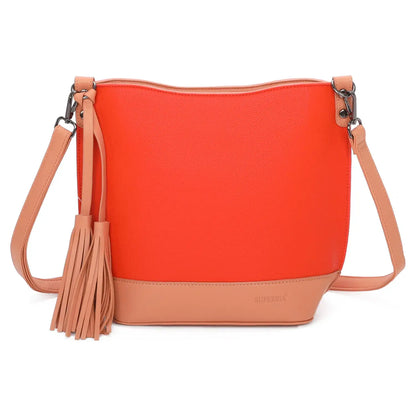 Superbia - Medium Size Classic Shoulder Bag Cross Body Bag with Tassel: Mustard