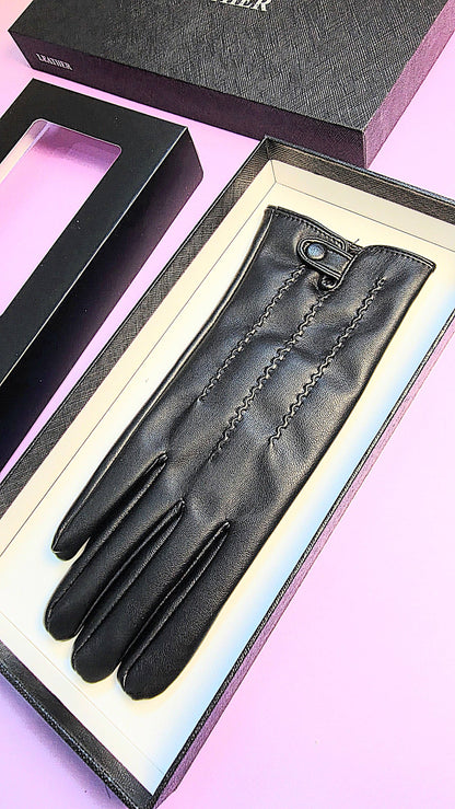 Arya Jewellery Wholesale - Real Leather Boxed Bow Gloves: L