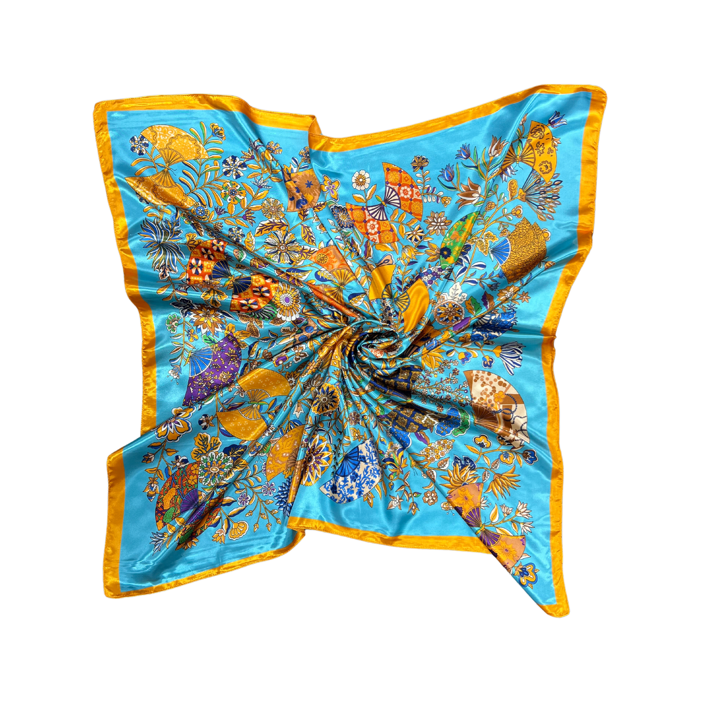 Lili Scarves - Butterfly Pattern Silk Touch Square Scarf: Navy