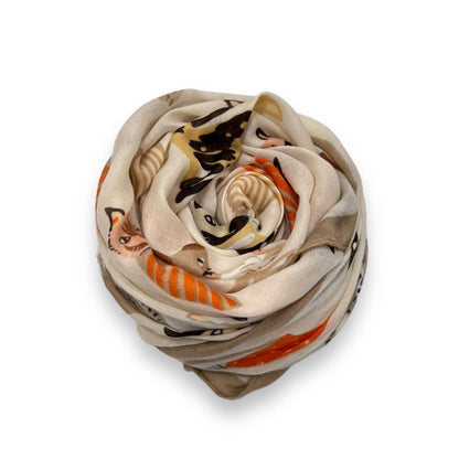 London Scarves - Cats wearing hats print scarf: Black