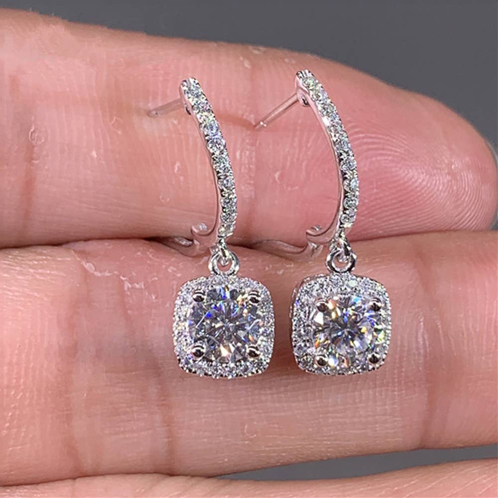 Dangler Sterling Silver Crystal Drop Earring