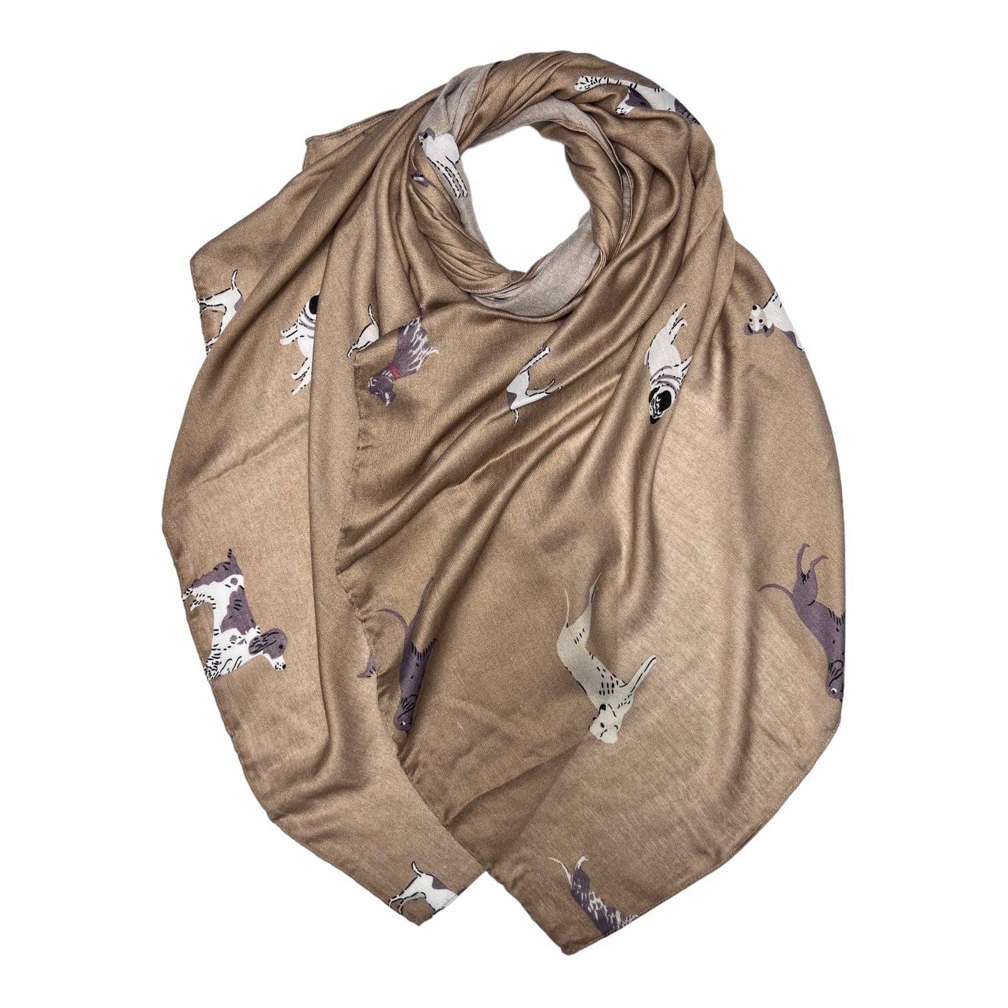 Lili Scarves - Dog Print Scarf: Mocca