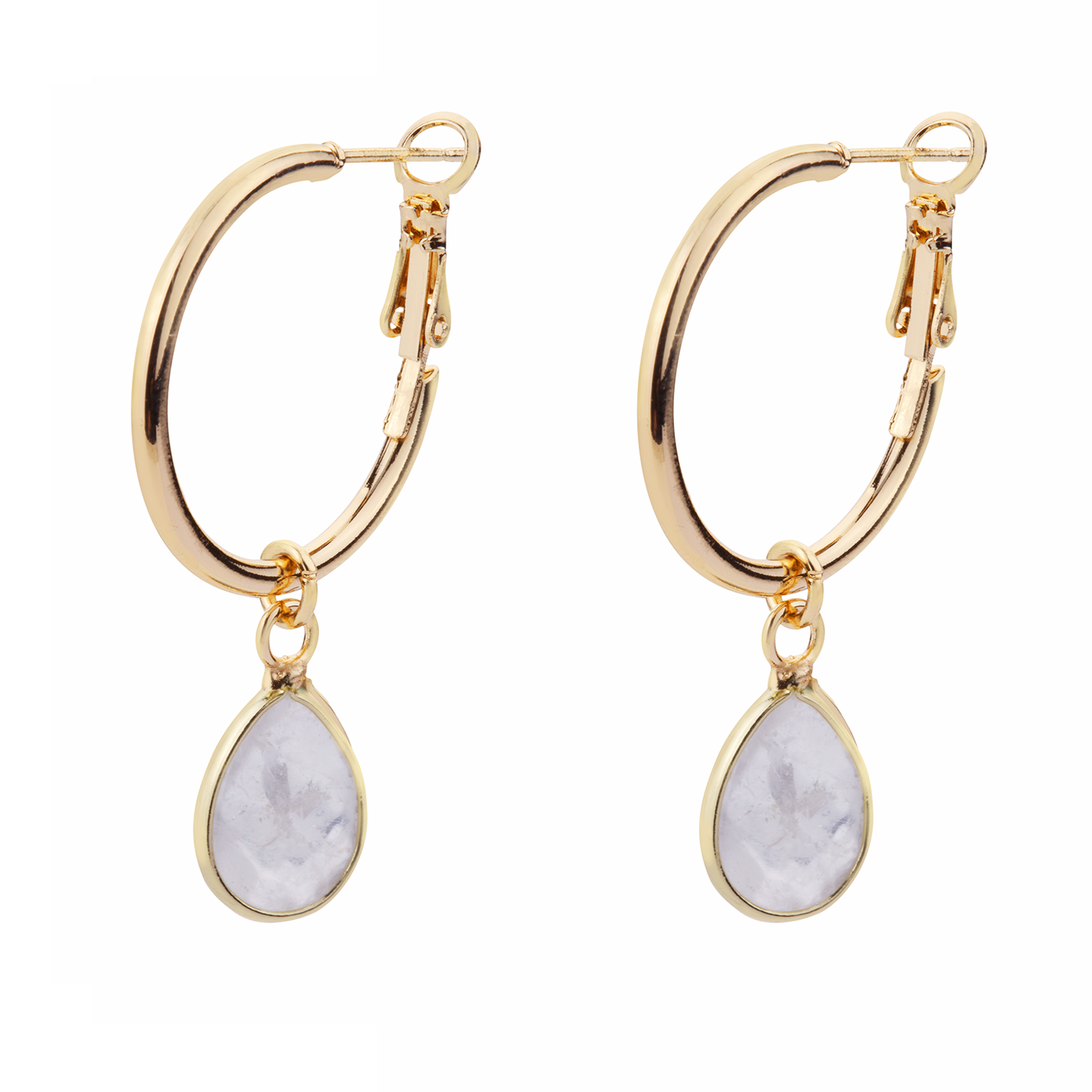D&X Ltd - Venus Semi-Precious Stone Leaver Earrings: Gold & Black Spinel
