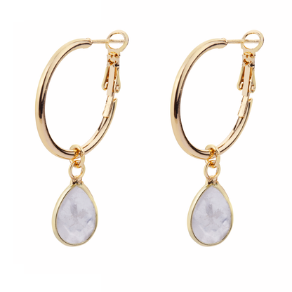 D&X Ltd - Venus Semi-Precious Stone Leaver Earrings: Gold & Black Spinel