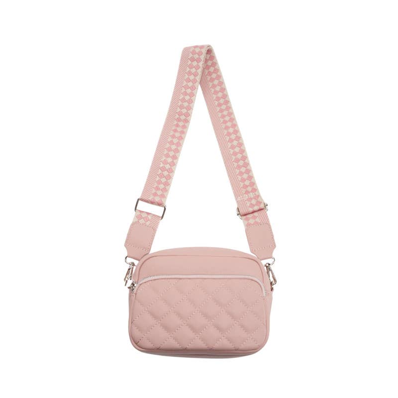 Superbia - Small Double Zipper Quilted Cross Body Shoulder Canvas Strap: Black