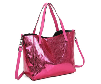 Superbia - Superbia  Shining Tote 2 in 1 Bag in Bag Travel Bag-9335: Silver