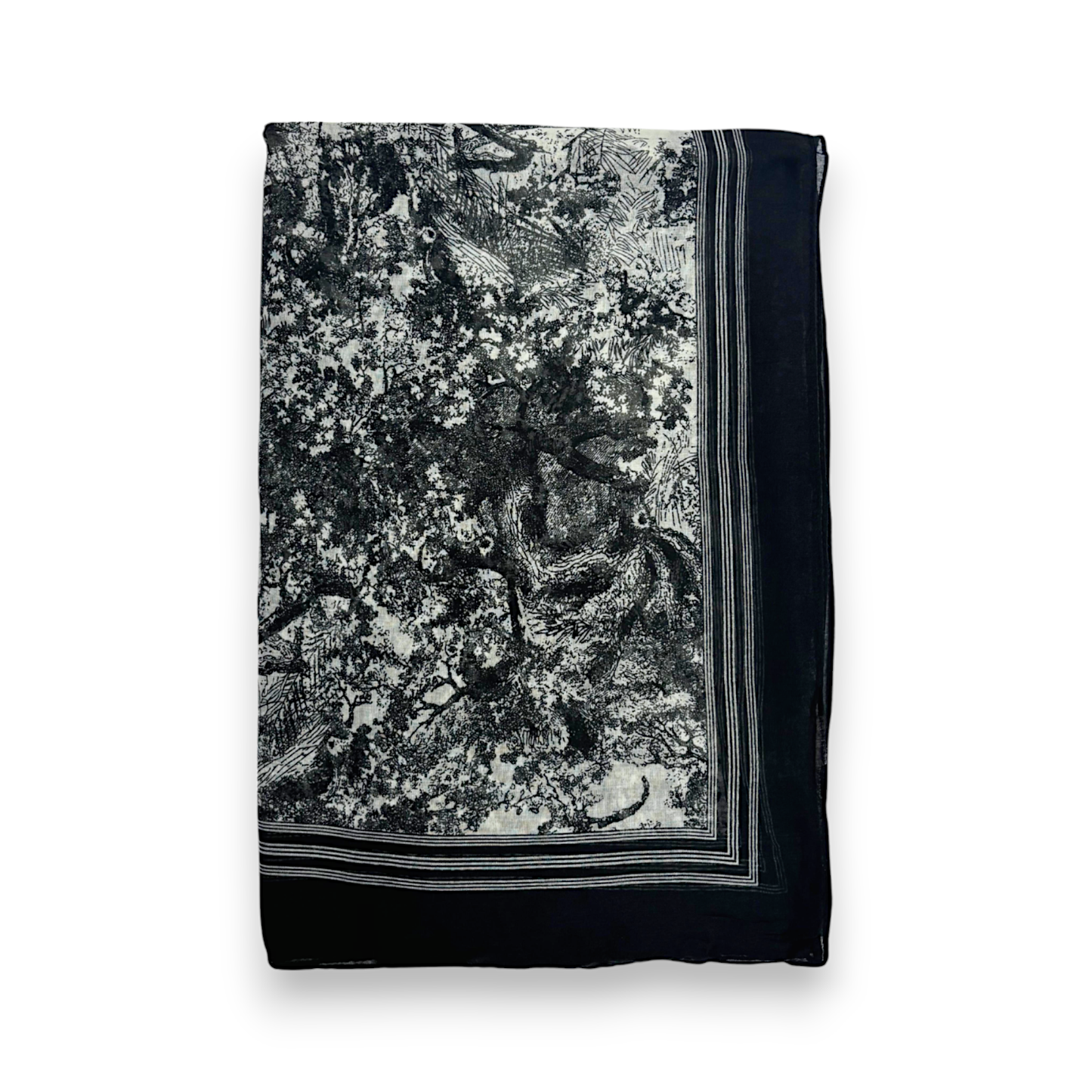 Lili Scarves - Summer Forest Print Scarf: Navy