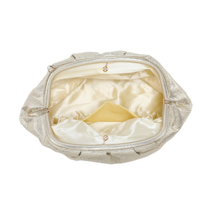 Kiss Clasp Soft Shimmery Cross Body Bag: Gold