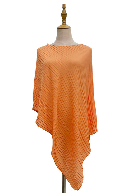 Plain Pleated Chiffon Cover Up: White