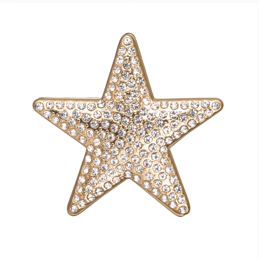 D&X Ltd - Elizabeth Crystal Magnetic Brooch: Gold & Clear