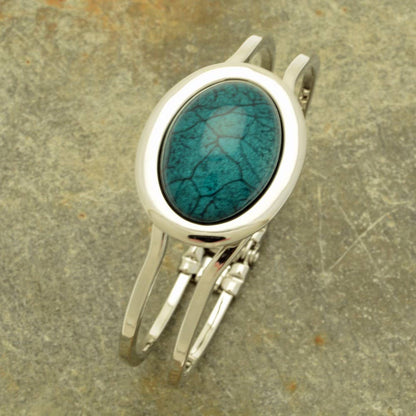 Miss Milly Limited - Forest Green Marble Resin Hinged Bangle