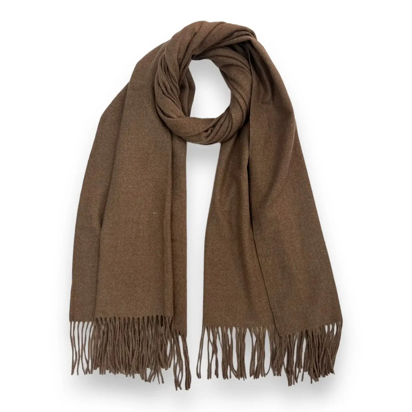 Lili Scarves - Classic Plain Cashmere Blend Scarf with Tassels: Grey