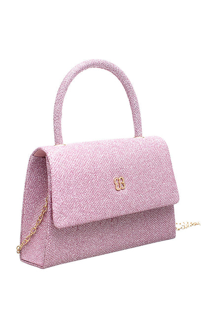 Bessie London - TOP HANDLE FLAP OVER CLUTCH BAG: Silver