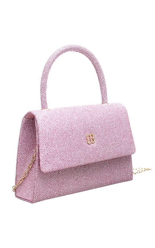 Bessie London - TOP HANDLE FLAP OVER CLUTCH BAG: Silver