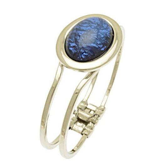 Miss Milly Limited - Dark Blue Foil Resin Hinged Bangle