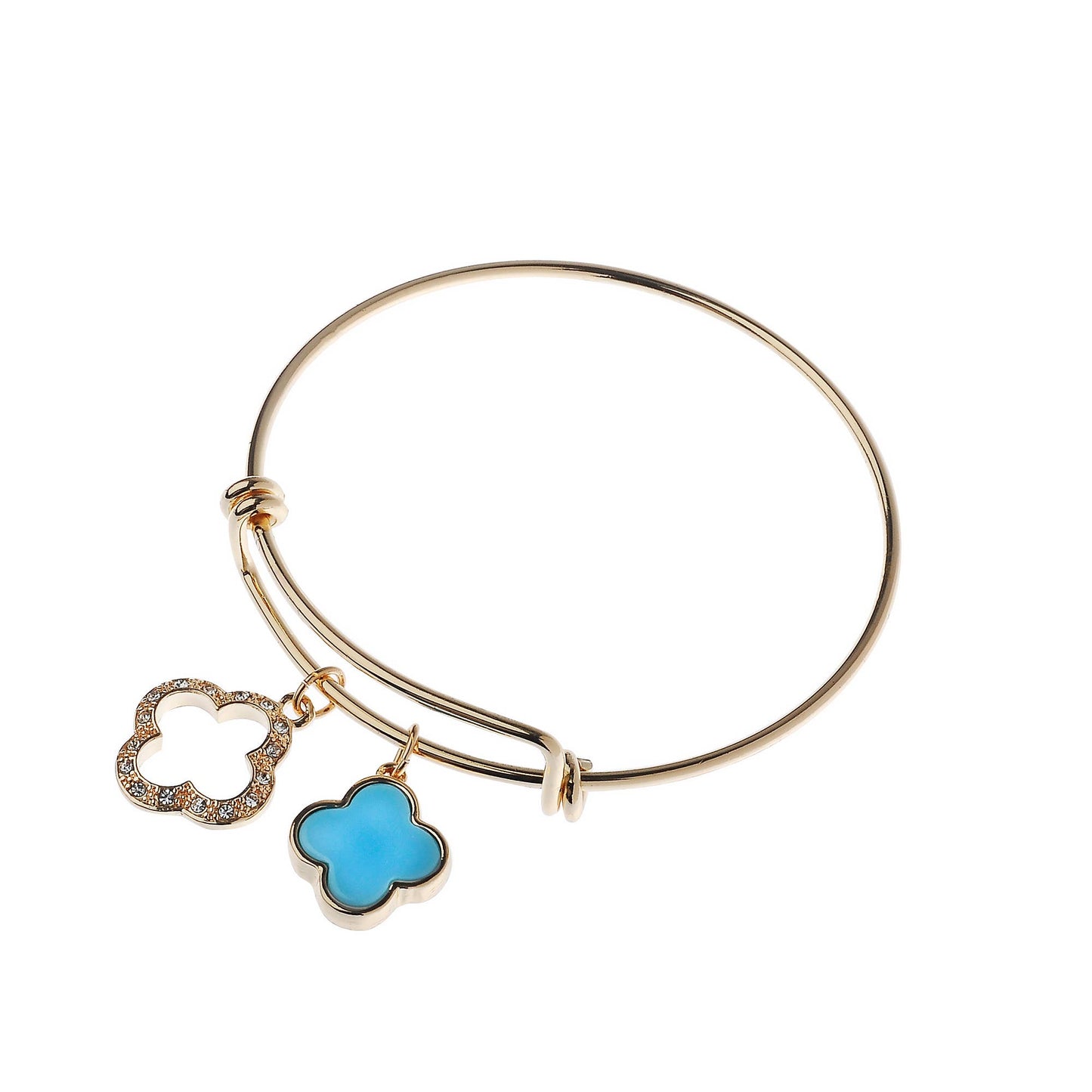 Oceanic Jewellers - Majique London - 14K Gold Bangle With Turq Clover: Gold