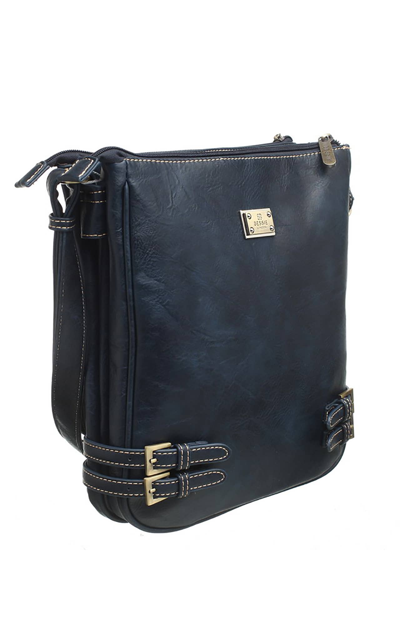Bessie London - CLASSIC BUCKLE ZIPPER BAG: MOCHA