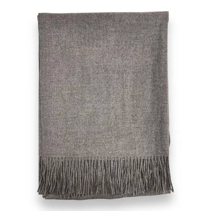 Lili Scarves - Classic Plain Cashmere Blend Scarf with Tassels: Grey