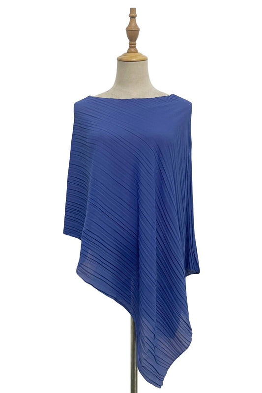 Plain Pleated Chiffon Cover Up: Denim