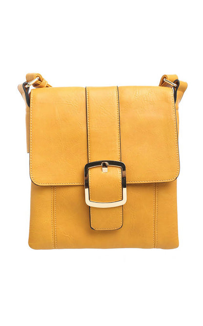 Bessie London - CLASSIC FLAP OVER BUCKLE CROSS BODY BAG: GREY
