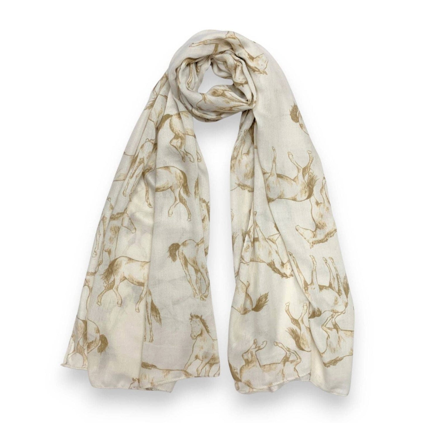 Lili Scarves - Horse Print Cotton Blend Scarf: Burgundy