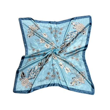 Lili Scarves - Multi-floral Pattern Silk Touch Square Scarf: Rose