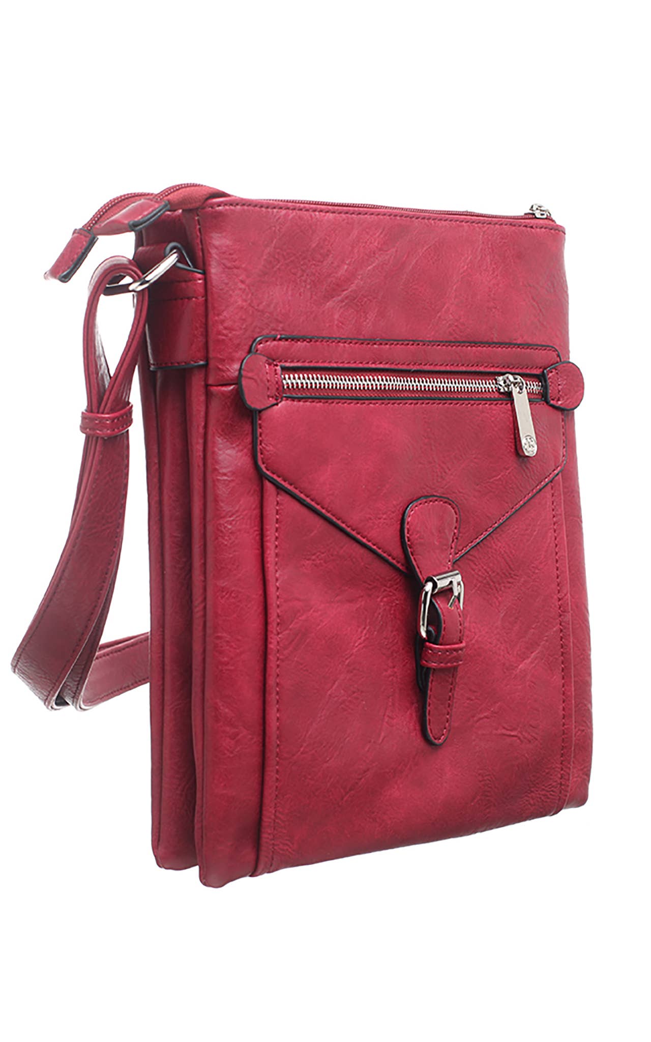 Bessie London - 3 Pocket Messenger Bag: TAN