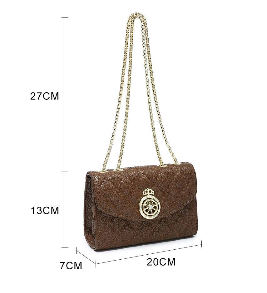 Crossbody bag with quilted check pattern: Khaki