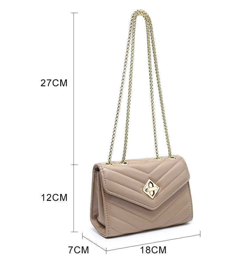 Crossbody bag with quilted pattern & twist turn lock: Blue