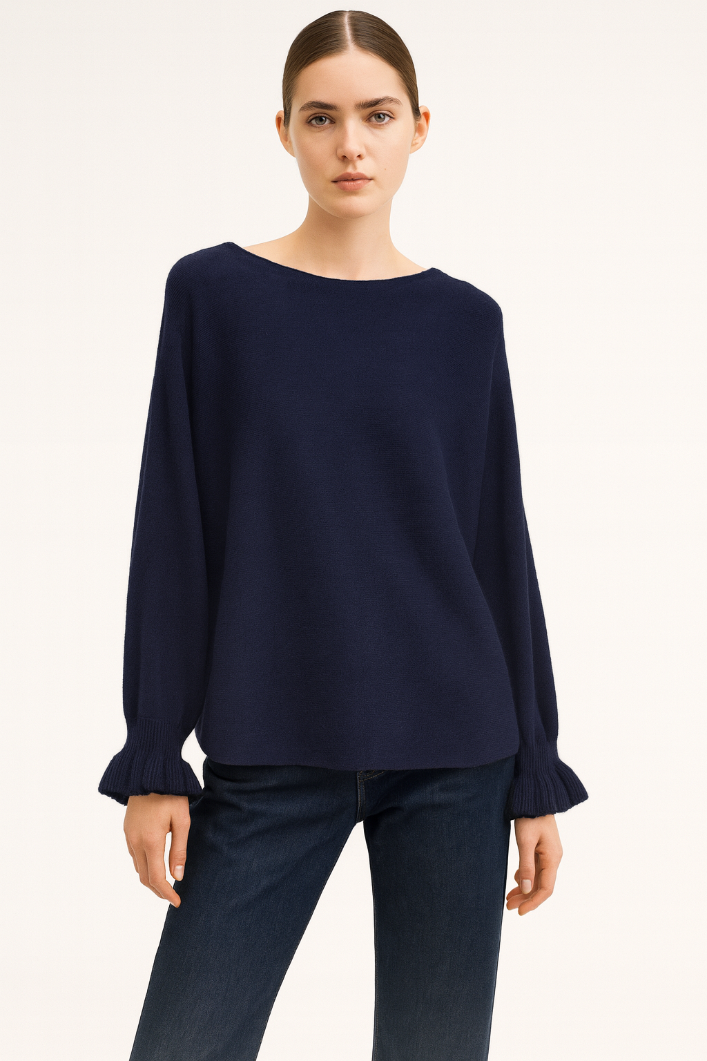 Lucy Sparks - Knit jumper with frill cuffs: Beige