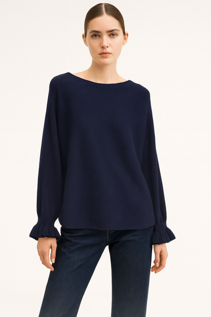 Lucy Sparks - Knit jumper with frill cuffs: Beige