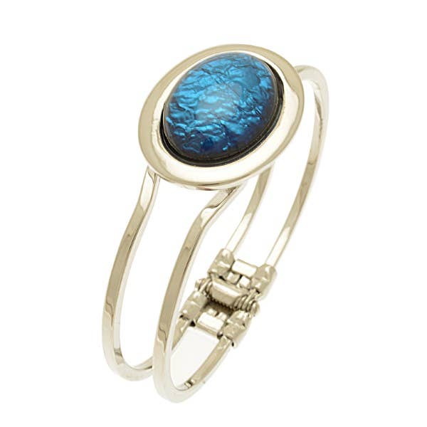 Miss Milly Limited - Mid Blue Foil Resin Hinged Bangle