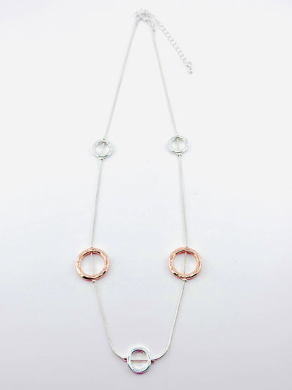 Lovethelinks Ltd - Hammered Long Multi Ring Single Strand Necklace: No Thank You / Yellow Gold / Long (90cm)