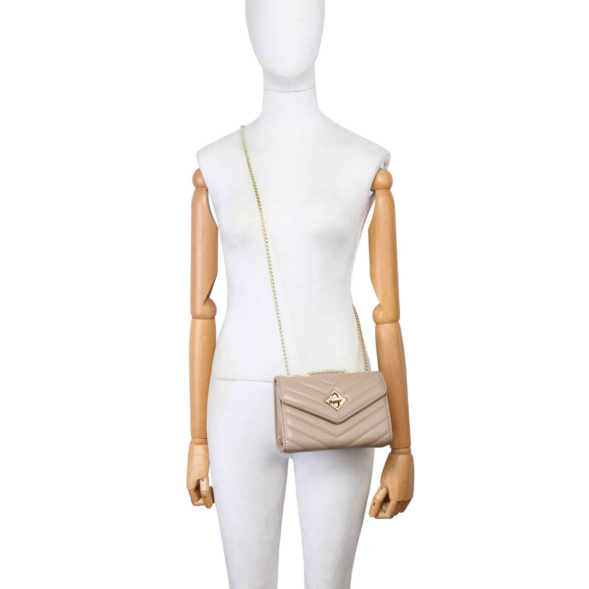 Crossbody bag with quilted pattern & twist turn lock: Blue