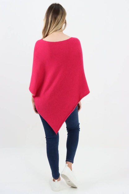 Italian Knitted Lagenlook Star Poncho: Camel / One Size To Fit UK 8-18