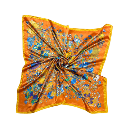 Lili Scarves - Butterfly Pattern Silk Touch Square Scarf: Yellow