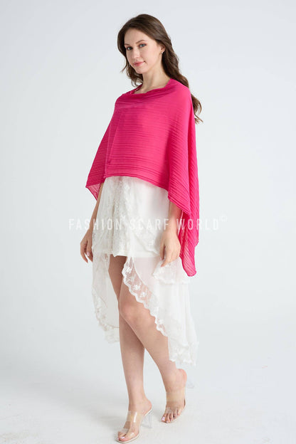 Plain Pleated Chiffon Cover Up: Fuchsia Pink