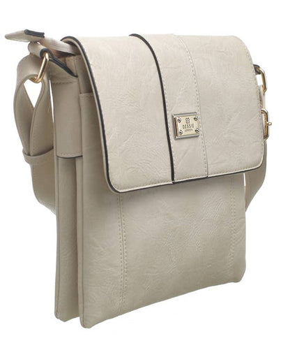 Bessie London - TWO-POCKET BESSIE CROSS BODY BAG: GREY