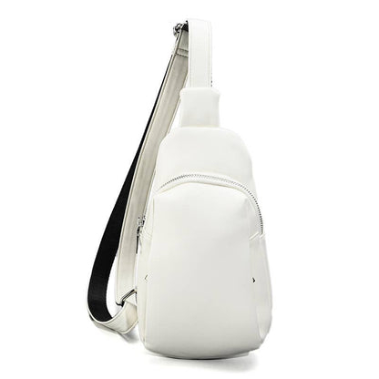 Soft Medium Size 2 Zips Side Pockets Sling Bag Chest Bag: Black
