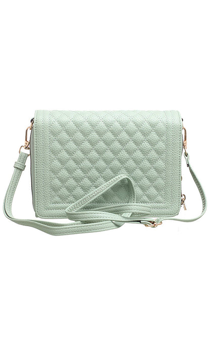 Bessie London - QUILTED FLAP OVER CROSS BODY BAG: Black