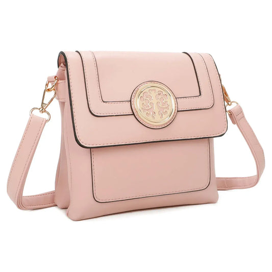 Small 3 Compartment Cross Body Bag Shoulder Bag- Pink