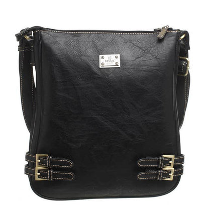 Bessie London - CLASSIC BUCKLE ZIPPER BAG: BLACK