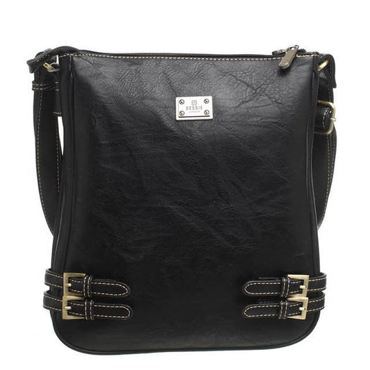 Bessie London - CLASSIC BUCKLE ZIPPER BAG: BLACK