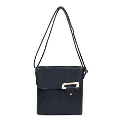 Cross Body Handbag with flap over cover: Black