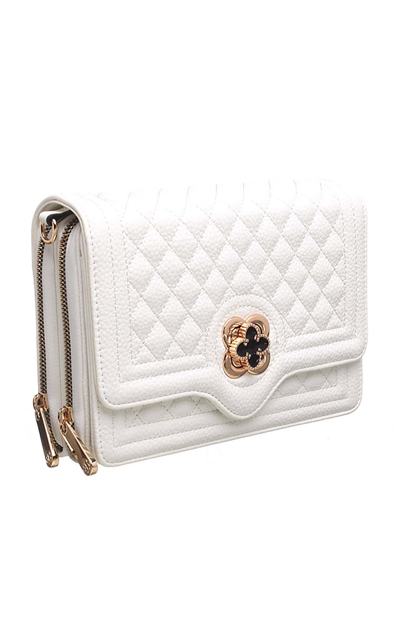 Bessie London - QUILTED FLAP OVER CROSS BODY BAG: Black